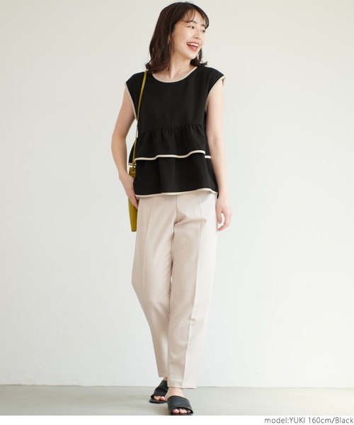 coca(coca)(コカ)の「パイピングフリルブラウス(シャツ/ブラウス・レディース・ベージュ/ブラック・ONE SIZE)」の7枚目の写真