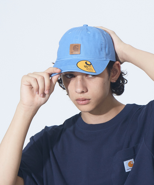 Carhartt(カーハート)の「【Carhartt / カーハート】 キャンバス ロゴ キャップ CAP(キャップ・メンズ・サックスブルー/オレンジ・フリー)」の2枚目の写真