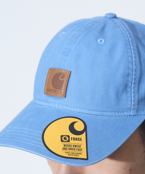 Carhartt(カーハート)の「【Carhartt / カーハート】 キャンバス ロゴ キャップ CAP(キャップ・メンズ・サックスブルー/オレンジ・フリー)」の9枚目の写真