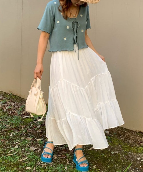 dispark（ディスパーク）の「DISPARK/【2点セット】キャミSETフラワーカーディガン（カーディガン/ボレロ・レディース・サックスブルー/アイボリー・FREE）」の12枚目の写真