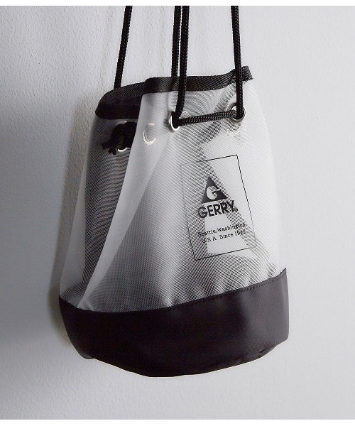 GERRY(ジェリー)の「GERRYメッシュ巾着バック(ハンドバッグ・メンズ・ホワイト/ブラック・FREE)」の4枚目の写真