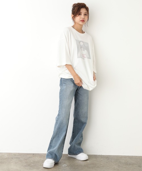 JUNRED(ジュンレッド)の「スクエアドットガールズTee(Tシャツ/カットソー・メンズ・ホワイト/ブラック/サックスブルー・S/M/L)」の5枚目の写真