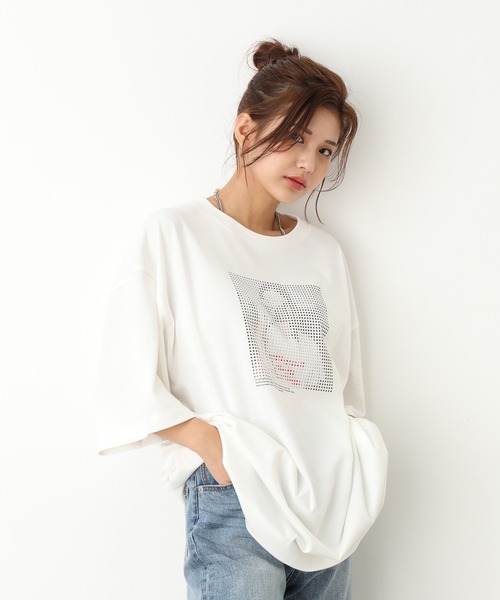 JUNRED(ジュンレッド)の「スクエアドットガールズTee(Tシャツ/カットソー・メンズ・ホワイト/ブラック/サックスブルー・S/M/L)」の19枚目の写真