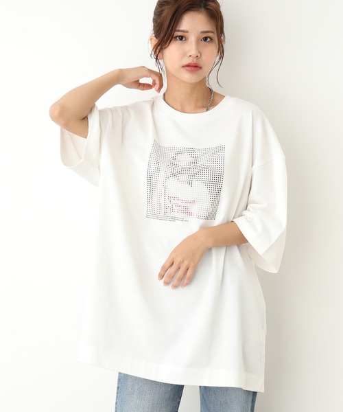 JUNRED(ジュンレッド)の「スクエアドットガールズTee(Tシャツ/カットソー・メンズ・ホワイト/ブラック/サックスブルー・S/M/L)」の4枚目の写真