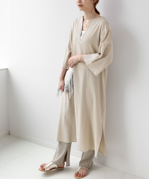 JOURNAL STANDARD relume（ジャーナルスタンダード　レリューム）の「コットンクレープカフタンワンピース◆（ワンピース・レディース・ホワイト/ベージュ/ネイビー・FREE）」の3枚目の写真