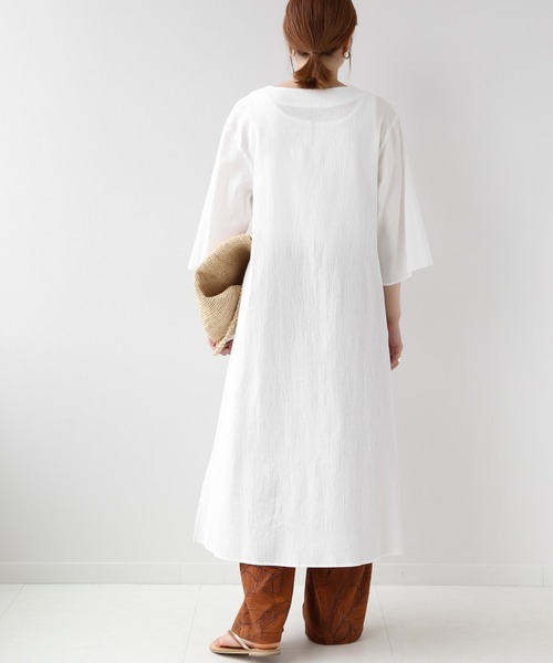 JOURNAL STANDARD relume（ジャーナルスタンダード　レリューム）の「コットンクレープカフタンワンピース◆（ワンピース・レディース・ホワイト/ベージュ/ネイビー・FREE）」の7枚目の写真