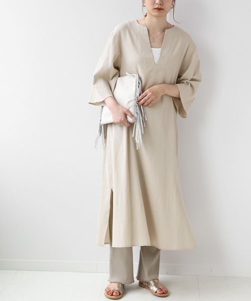 JOURNAL STANDARD relume（ジャーナルスタンダード　レリューム）の「コットンクレープカフタンワンピース◆（ワンピース・レディース・ホワイト/ベージュ/ネイビー・FREE）」の9枚目の写真