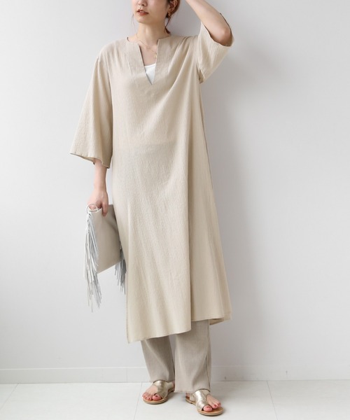 JOURNAL STANDARD relume（ジャーナルスタンダード　レリューム）の「コットンクレープカフタンワンピース◆（ワンピース・レディース・ホワイト/ベージュ/ネイビー・FREE）」の8枚目の写真