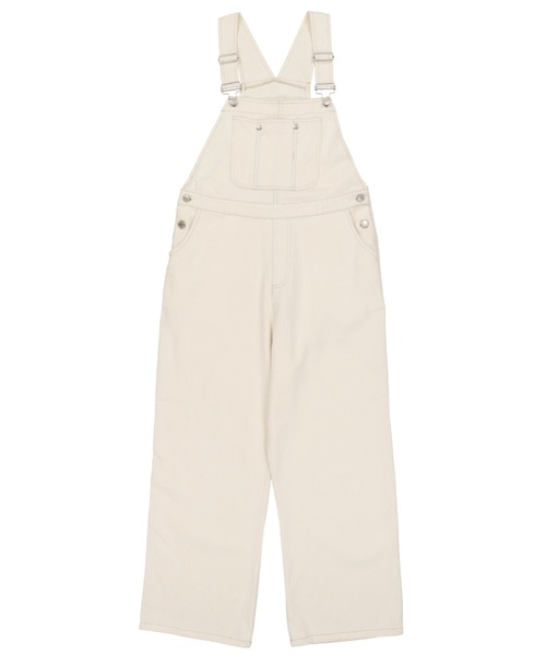 SPINNS（スピンズ）の「【ゆったりシルエット】ツイル配色ステッチオーバーオール（サロペット/オーバーオール・レディース・ホワイト/モカ/アイボリー/ブラック・ONESIZE）」の17枚目の写真