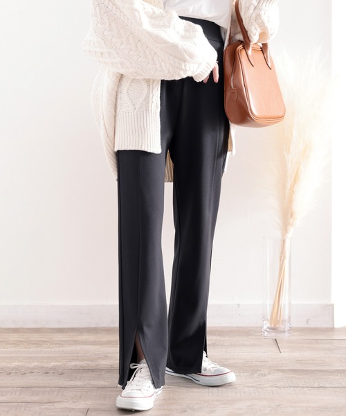 classicalelf（クラシカルエルフ）の「今っぽ美脚フレア。スリットが目を惹く、ポンチカットソーパンツ（その他パンツ・レディース・ブラック/モカ/ホワイト系その他・SMALL/MEDIUM/LARGE/X-LARGE）」の10枚目の写真