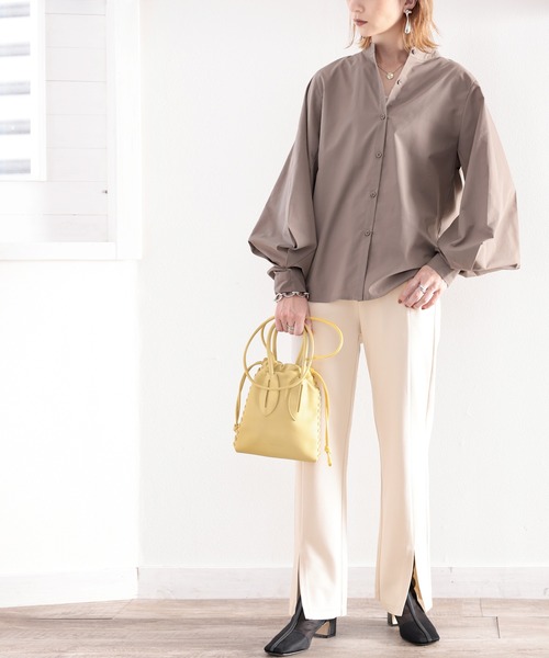 classicalelf（クラシカルエルフ）の「今っぽ美脚フレア。スリットが目を惹く、ポンチカットソーパンツ（その他パンツ・レディース・ブラック/モカ/ホワイト系その他・SMALL/MEDIUM/LARGE/X-LARGE）」の6枚目の写真