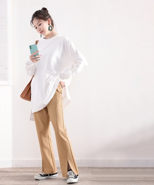 classicalelf（クラシカルエルフ）の「今っぽ美脚フレア。スリットが目を惹く、ポンチカットソーパンツ（その他パンツ・レディース・ブラック/モカ/ホワイト系その他・SMALL/MEDIUM/LARGE/X-LARGE）」の9枚目の写真