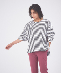 qualite | キャップスリーブボーダーカットソー(Tシャツ/カットソー)