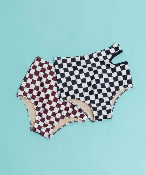 MAISON SPECIAL（メゾンスペシャル）の「チェッカーフラッグアシメカットスウィムパンツ【MAISON SPECIAL/メゾンスペシャル】（水着・レディース・ブラック/ブラウン・38/36）」の5枚目の写真