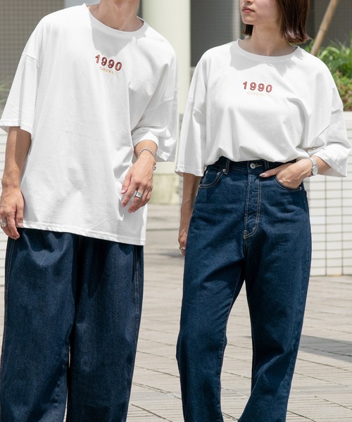 PairPair(ペアペア)の「1990ロゴTシャツ(ユニセックス)(Tシャツ/カットソー・レディース・オフホワイト/グリーン/スミクロ・FREE)」の2枚目の写真
