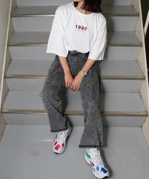 PairPair(ペアペア)の「1990ロゴTシャツ(ユニセックス)(Tシャツ/カットソー・レディース・オフホワイト/グリーン/スミクロ・FREE)」の13枚目の写真