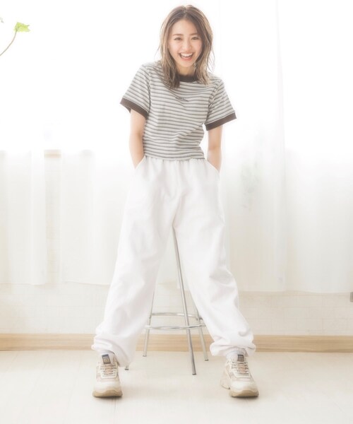KOL ME BABY(コルミーベイビー)の「◆Multi-border TOPS(Tシャツ/カットソー・レディース・ブラウン系/ボルドー/サックスブルー・00)」の2枚目の写真
