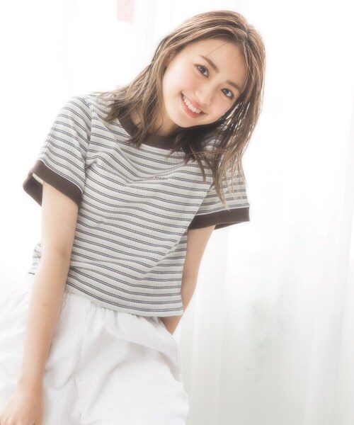 KOL ME BABY(コルミーベイビー)の「◆Multi-border TOPS(Tシャツ/カットソー・レディース・ブラウン系/ボルドー/サックスブルー・00)」の11枚目の写真