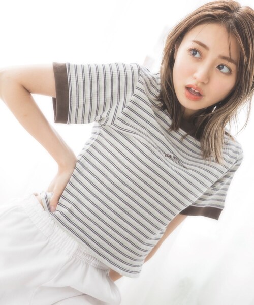 KOL ME BABY(コルミーベイビー)の「◆Multi-border TOPS(Tシャツ/カットソー・レディース・ブラウン系/ボルドー/サックスブルー・00)」の6枚目の写真