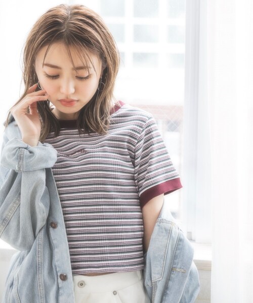 KOL ME BABY(コルミーベイビー)の「◆Multi-border TOPS(Tシャツ/カットソー・レディース・ブラウン系/ボルドー/サックスブルー・00)」の18枚目の写真