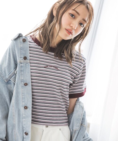 KOL ME BABY(コルミーベイビー)の「◆Multi-border TOPS(Tシャツ/カットソー・レディース・ブラウン系/ボルドー/サックスブルー・00)」の21枚目の写真