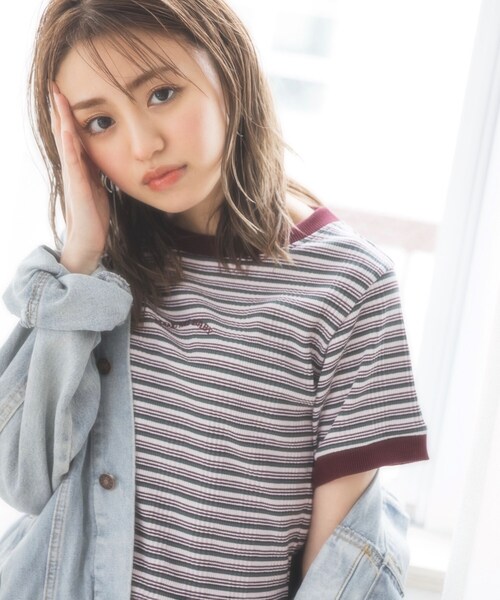 KOL ME BABY(コルミーベイビー)の「◆Multi-border TOPS(Tシャツ/カットソー・レディース・ブラウン系/ボルドー/サックスブルー・00)」の12枚目の写真