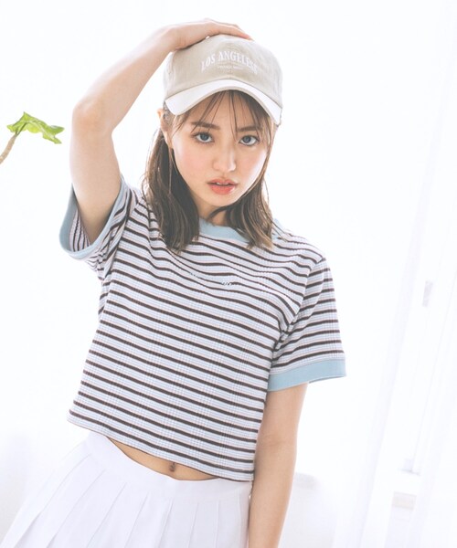 KOL ME BABY(コルミーベイビー)の「◆Multi-border TOPS(Tシャツ/カットソー・レディース・ブラウン系/ボルドー/サックスブルー・00)」の7枚目の写真