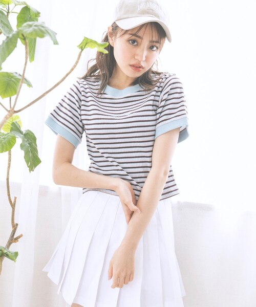 KOL ME BABY(コルミーベイビー)の「◆Multi-border TOPS(Tシャツ/カットソー・レディース・ブラウン系/ボルドー/サックスブルー・00)」の19枚目の写真