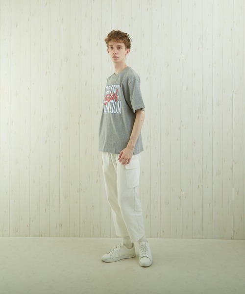 TONE SELECT WEAR(トーンセレクトウェア)の「【TONE BY AS】カレッジプリントTEE(BL)(Tシャツ/カットソー・メンズ・ホワイト/スミクロ/杢グレー・MEDIUM/LARGE)」の8枚目の写真