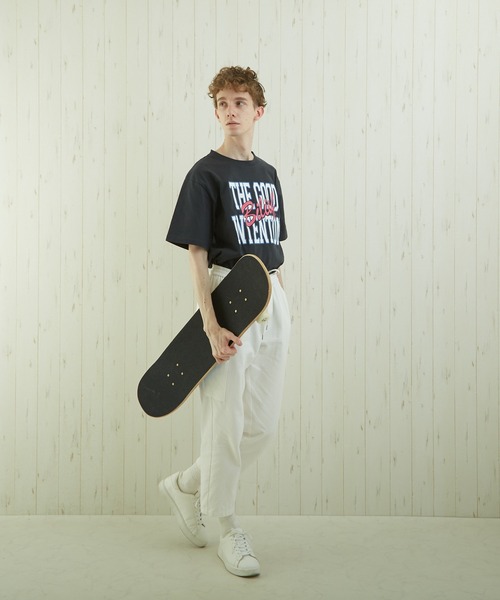 TONE SELECT WEAR(トーンセレクトウェア)の「【TONE BY AS】カレッジプリントTEE(BL)(Tシャツ/カットソー・メンズ・ホワイト/スミクロ/杢グレー・MEDIUM/LARGE)」の9枚目の写真