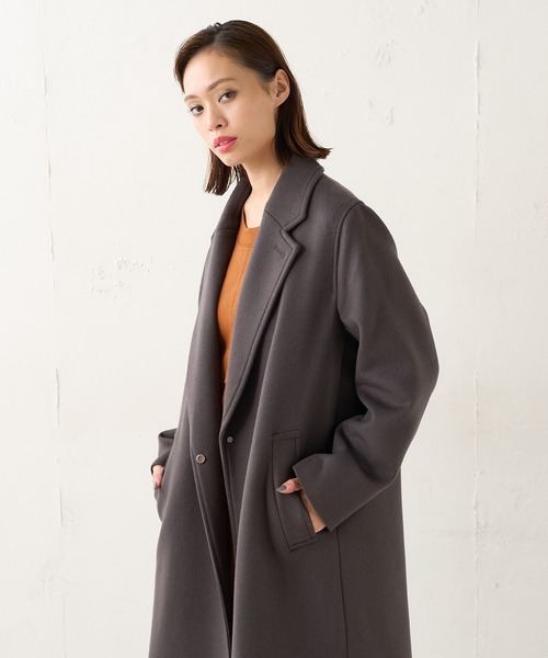 Lui's（ルイス）の「メルトンオーバーダブルチェスターコート（チェスターコート・レディース・ブラック/グレー/グリーン・FREE）」の6枚目の写真