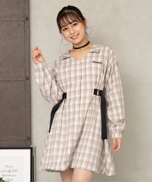 PINKHUNT（ピンクハント）の「PINKHUNT サイドベルトチェックワンピース 5846K（ワンピース・キッズ・パープル/ブラック・130cm/160cm/150cm/140cm/120cm）」の2枚目の写真