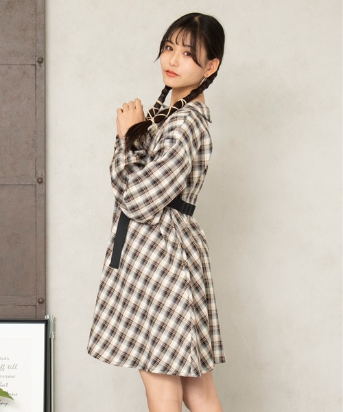 PINKHUNT（ピンクハント）の「PINKHUNT サイドベルトチェックワンピース 5846K（ワンピース・キッズ・パープル/ブラック・130cm/160cm/150cm/140cm/120cm）」の7枚目の写真