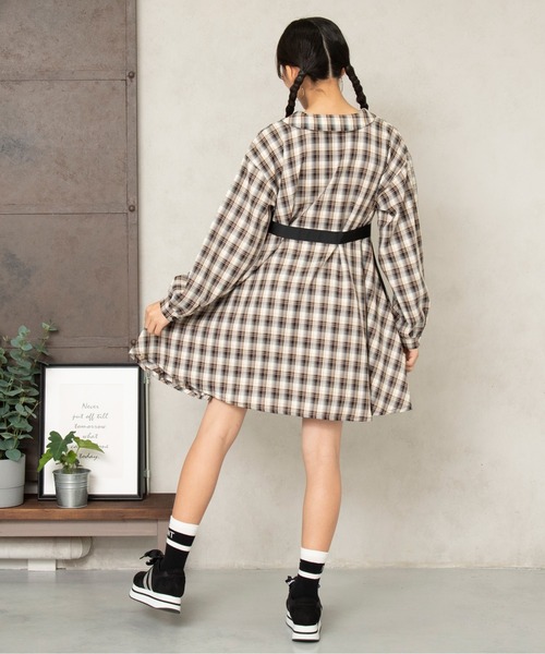 PINKHUNT（ピンクハント）の「PINKHUNT サイドベルトチェックワンピース 5846K（ワンピース・キッズ・パープル/ブラック・130cm/160cm/150cm/140cm/120cm）」の6枚目の写真