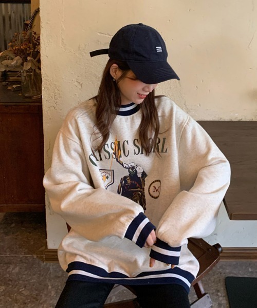 MANGROVE（マングローブ）の「ラインリブGolfロゴプリントルーズトレーナー（スウェット・レディース・ライトグレー・FREE）」の5枚目の写真