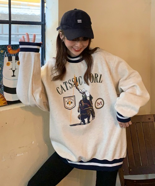 MANGROVE（マングローブ）の「ラインリブGolfロゴプリントルーズトレーナー（スウェット・レディース・ライトグレー・FREE）」の6枚目の写真