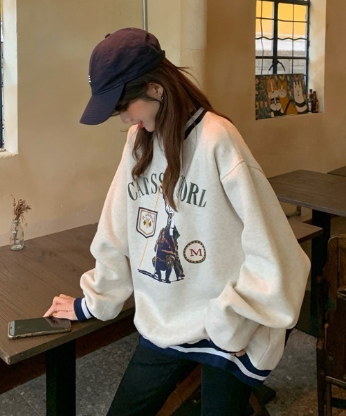 MANGROVE（マングローブ）の「ラインリブGolfロゴプリントルーズトレーナー（スウェット・レディース・ライトグレー・FREE）」の9枚目の写真