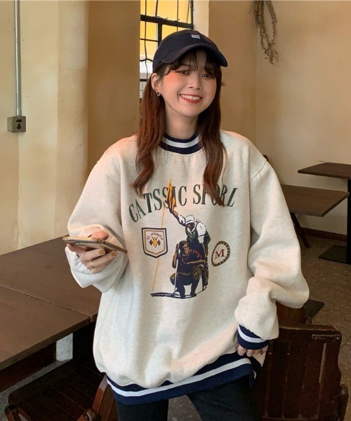 MANGROVE（マングローブ）の「ラインリブGolfロゴプリントルーズトレーナー（スウェット・レディース・ライトグレー・FREE）」の10枚目の写真