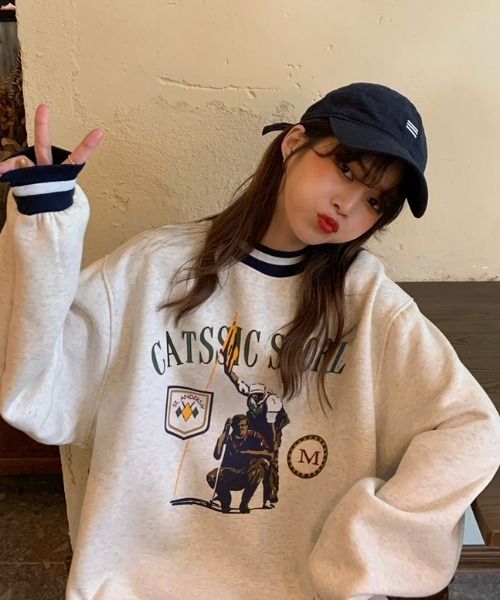 MANGROVE（マングローブ）の「ラインリブGolfロゴプリントルーズトレーナー（スウェット・レディース・ライトグレー・FREE）」の11枚目の写真