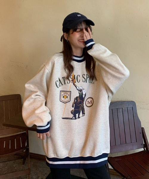 MANGROVE（マングローブ）の「ラインリブGolfロゴプリントルーズトレーナー（スウェット・レディース・ライトグレー・FREE）」の12枚目の写真