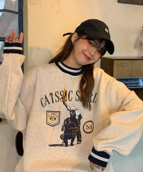 MANGROVE（マングローブ）の「ラインリブGolfロゴプリントルーズトレーナー（スウェット・レディース・ライトグレー・FREE）」の13枚目の写真