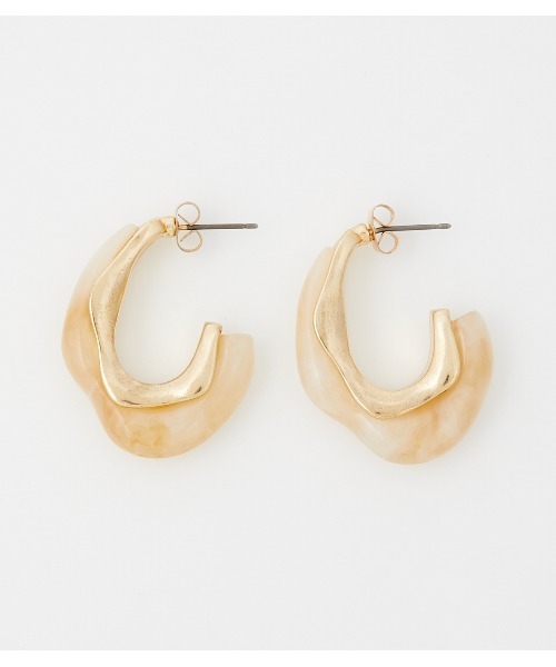 AZUL by moussy（アズールバイマウジー）の「WAVE MARBLE EARRINGS（ピアス（両耳用）・レディース・ホワイト系その他/グレー系その他/ブラウン系その他・FREE）」の4枚目の写真