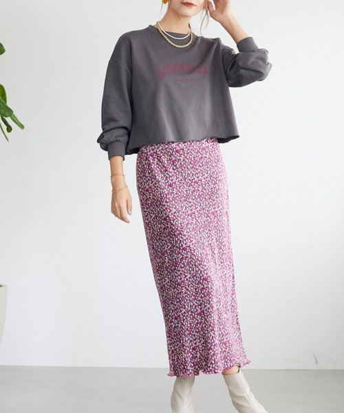 Cheek（チーク）の「花柄プリーツタイトスカート（スカート・レディース・グレー/ブラウン/ピンク・FREE）」の19枚目の写真