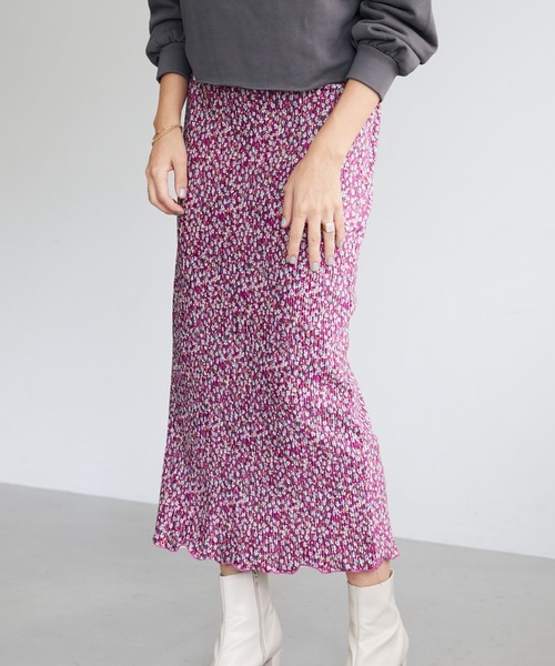 Cheek（チーク）の「花柄プリーツタイトスカート（スカート・レディース・グレー/ブラウン/ピンク・FREE）」の14枚目の写真