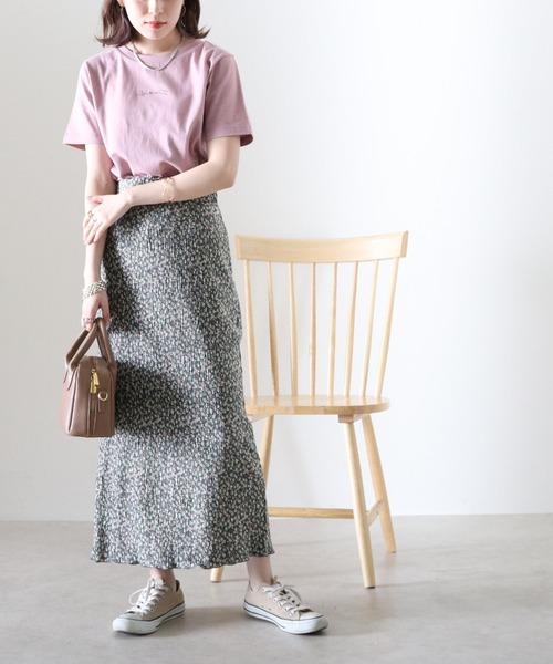 Cheek（チーク）の「花柄プリーツタイトスカート（スカート・レディース・グレー/ブラウン/ピンク・FREE）」の6枚目の写真