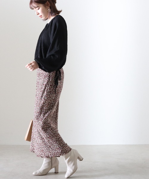 Cheek（チーク）の「花柄プリーツタイトスカート（スカート・レディース・グレー/ブラウン/ピンク・FREE）」の7枚目の写真