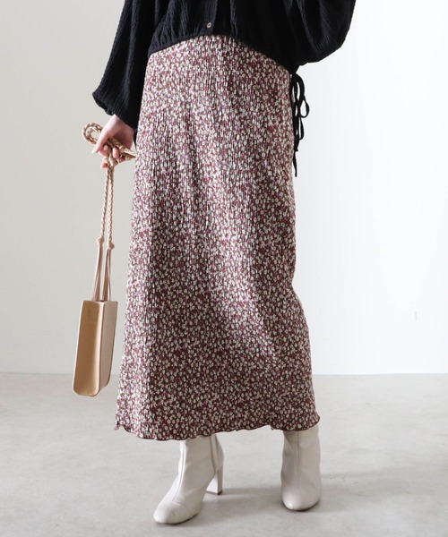 Cheek（チーク）の「花柄プリーツタイトスカート（スカート・レディース・グレー/ブラウン/ピンク・FREE）」の15枚目の写真