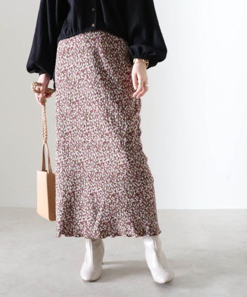 Cheek（チーク）の「花柄プリーツタイトスカート（スカート・レディース・グレー/ブラウン/ピンク・FREE）」の12枚目の写真