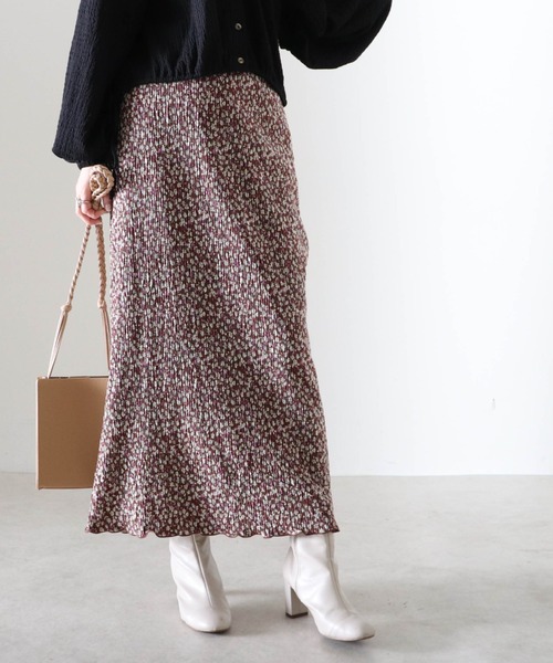 Cheek（チーク）の「花柄プリーツタイトスカート（スカート・レディース・グレー/ブラウン/ピンク・FREE）」の10枚目の写真