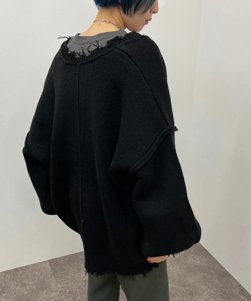 apres jour mignon（アプレジュールミニョン）の「ダメージニットカーディガン【ZOZOTOWN限定アイテム】（カーディガン/ボレロ・レディース・ブラック/ボルドー/アイボリー/オレンジ/ブルー/ダークグリーン/グリーン・X-LARGE/フリー）」の21枚目の写真